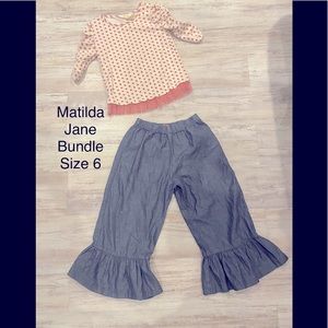 Matilda Jane shirt and ruffle pants.  No stains. Smoke free home.